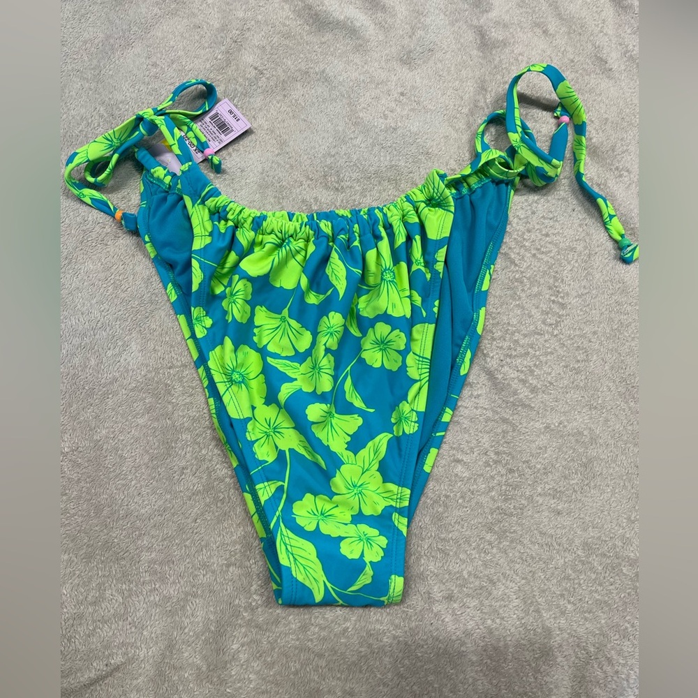 Wild Fable Women’s Floral Bikini Bottoms 2X NWT Adjustable Coverage Blue Green